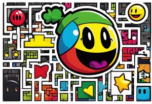 Sleeve containing Pac-Man, Marvin the Martian, Tetris games tattoo idea