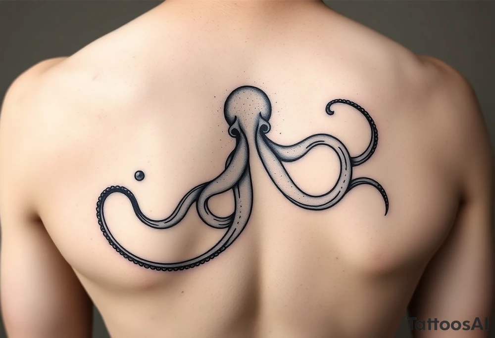 abstract tattoo design, flowing fine black lines, minimalistic style, psychedelic ink pattern, looks like gasoline or oil floating on water, iridescent texture implied, delicate and organic line swirls, elegant liquid shapes, abstract stream of ink, subtle illusion of an octopus, hidden tentacle forms, not literal animal, just hints, emerging in the fluid forms, surreal and trippy vibe, feminine and graceful, non-representational, semi-random ink trails, vapor-like flow, inspired by oil slicks, smoke or mist patterns, dynamic and hypnotic, modern abstract linework, echo of marine shapes, no solid fills, transparent and airy, Pis Saro and Balazs Bercsenyi inspiration tattoo idea