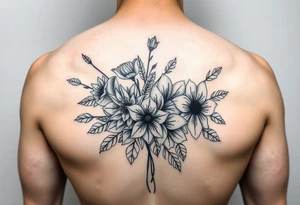 January December july birth flower mixture tattoo idea