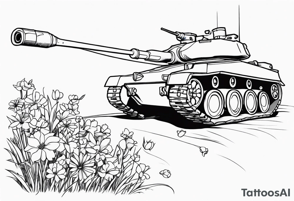 tank shooting flowers  out of its canopy tattoo idea