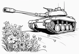 tank shooting flowers  out of its canopy tattoo idea