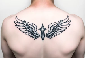 Simple Angle wings with Tiffany in the middle tattoo idea