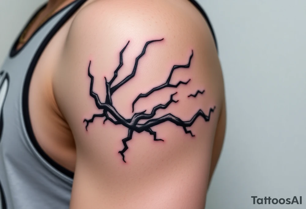 I want a tattoo inspired by the character Izuku midorya from my hero academia. I want his black whip and lighting across my bicep, shoulder and leading slightly to my traps. I want it to be sharp. Not lacking or cringy. Sharp. I don’t want the character or the characters arm. I want the black whip and lighting. tattoo idea