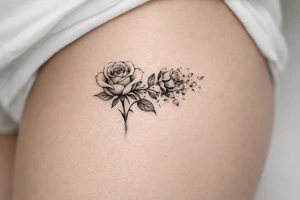 A single rose fading into a broken smashed rose tattoo idea