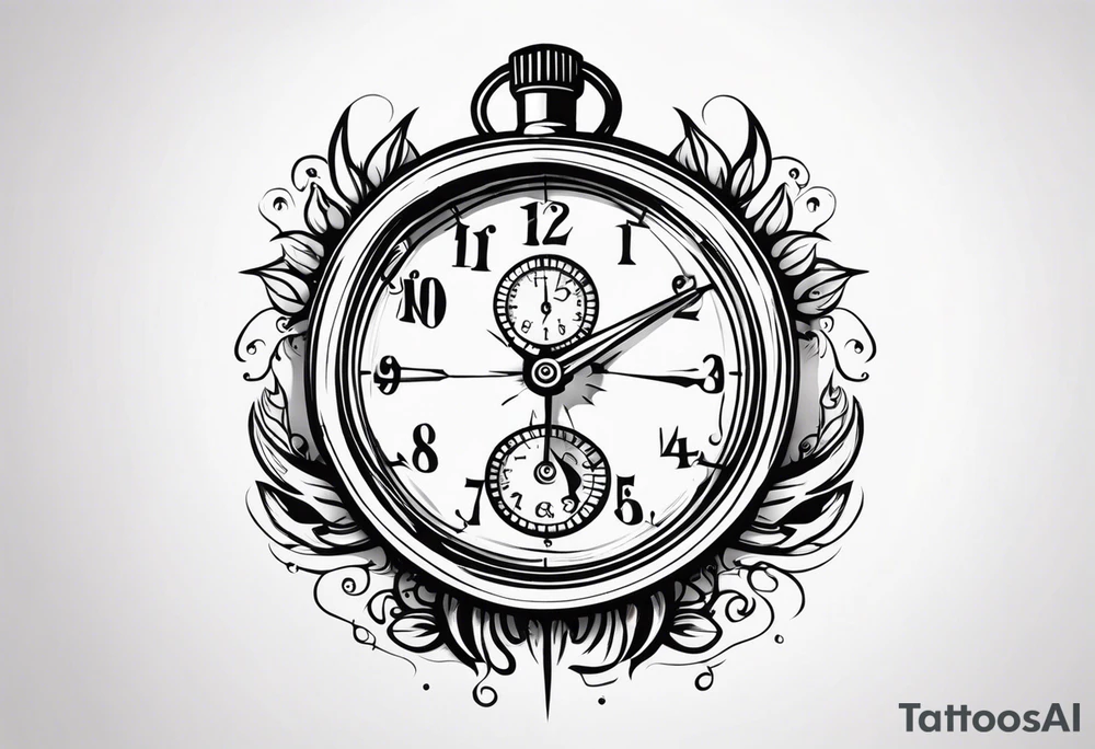 Stopwatch hanging from  a sword tattoo idea