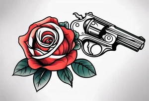 a rose on a pistol tattoo idea