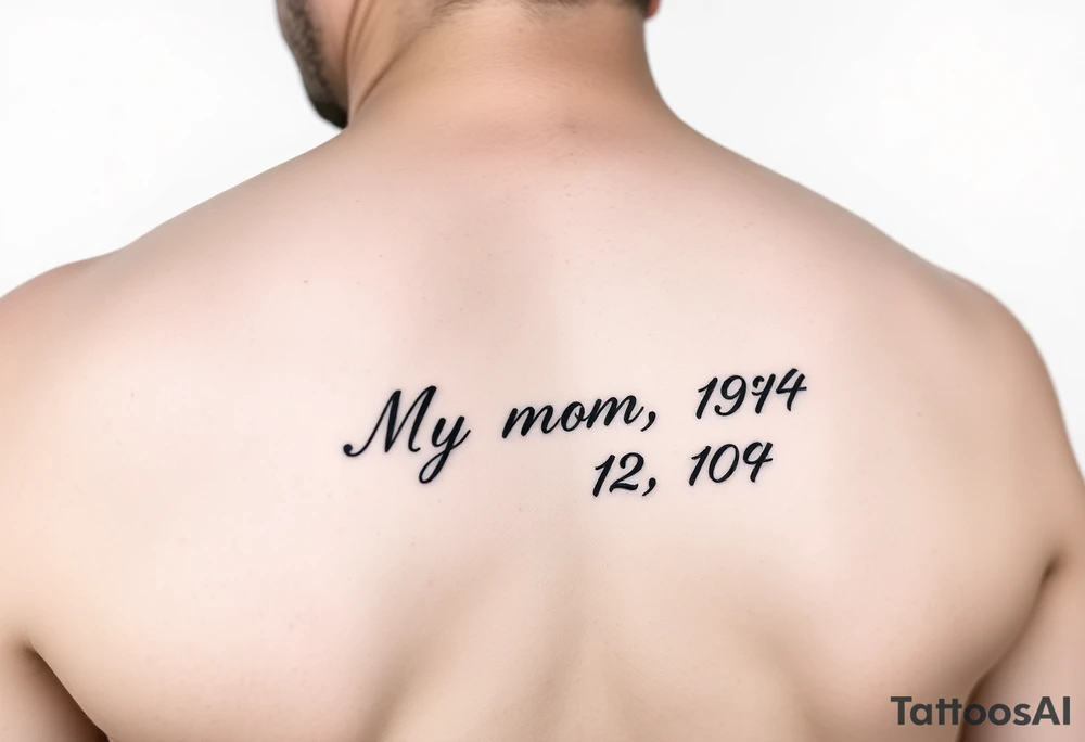 My mom's birthday and year she passed up side in cursive to under arm tattoo idea