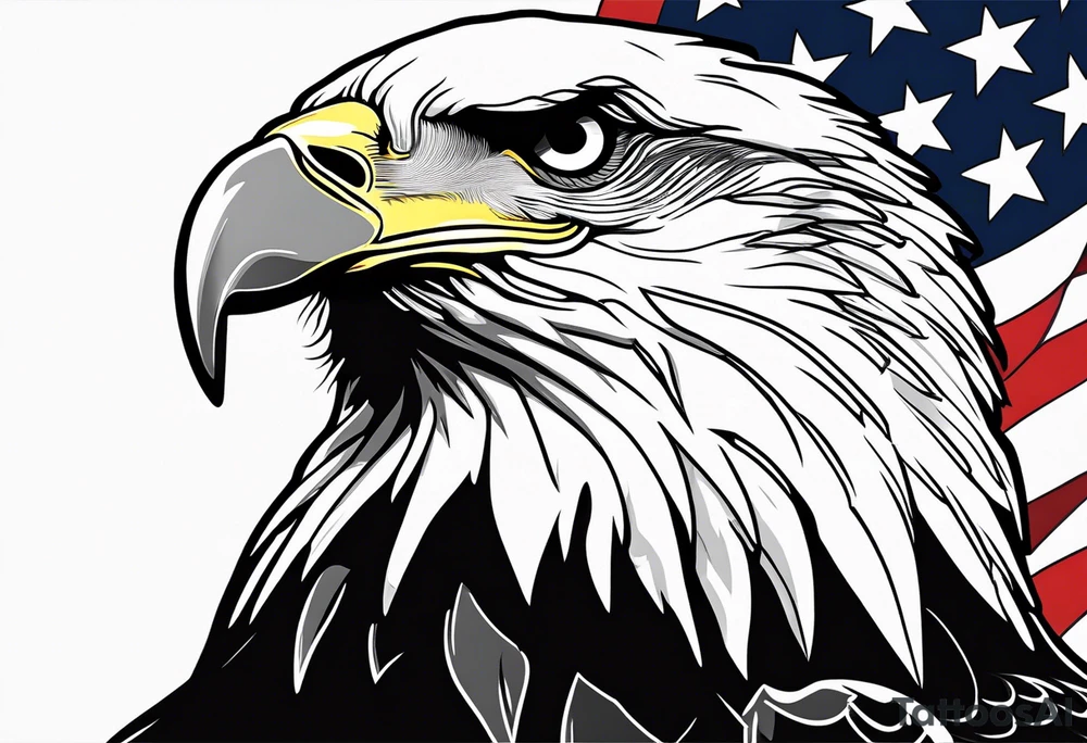 Bald eagle head and American flag tattoo idea
