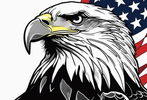 Bald eagle head and American flag tattoo idea