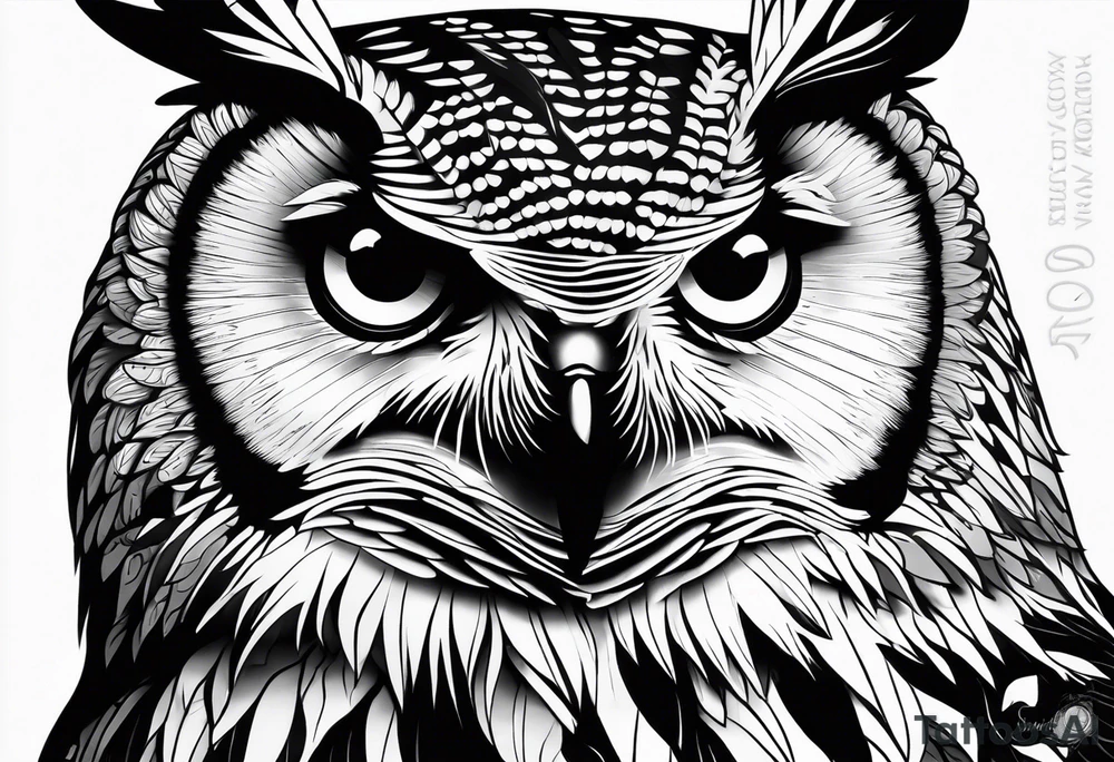 powerful owl, close-up tattoo idea