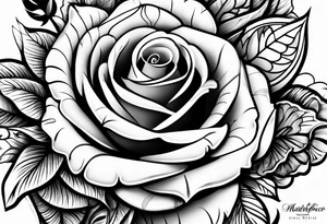 forearm tattoo
angel feather including a stylish rose with first name Isa encrypted tattoo idea
