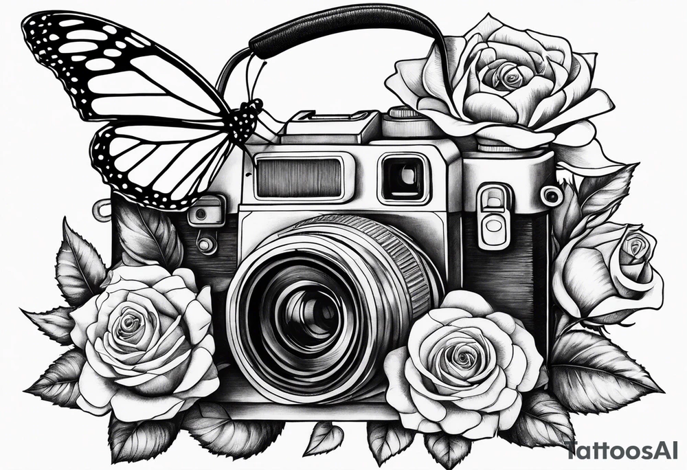 sunflower, camera, flower rose , book, butterfly tattoo idea sunflower, camera, flower rose , book, butterfly tattoo idea