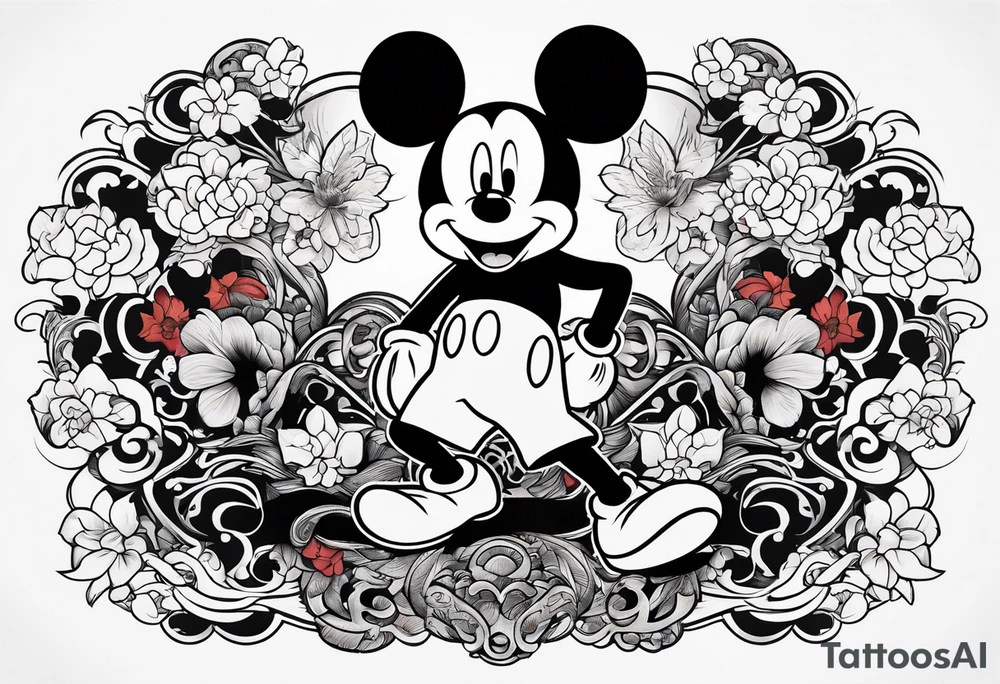 Mickey Mouse but in the form of a gangster tattoo idea