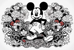 Mickey Mouse but in the form of a gangster tattoo idea