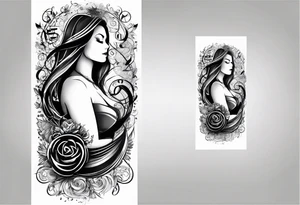 upper arm sleeve with musical notes and lyrics from the song Everlong tattoo idea