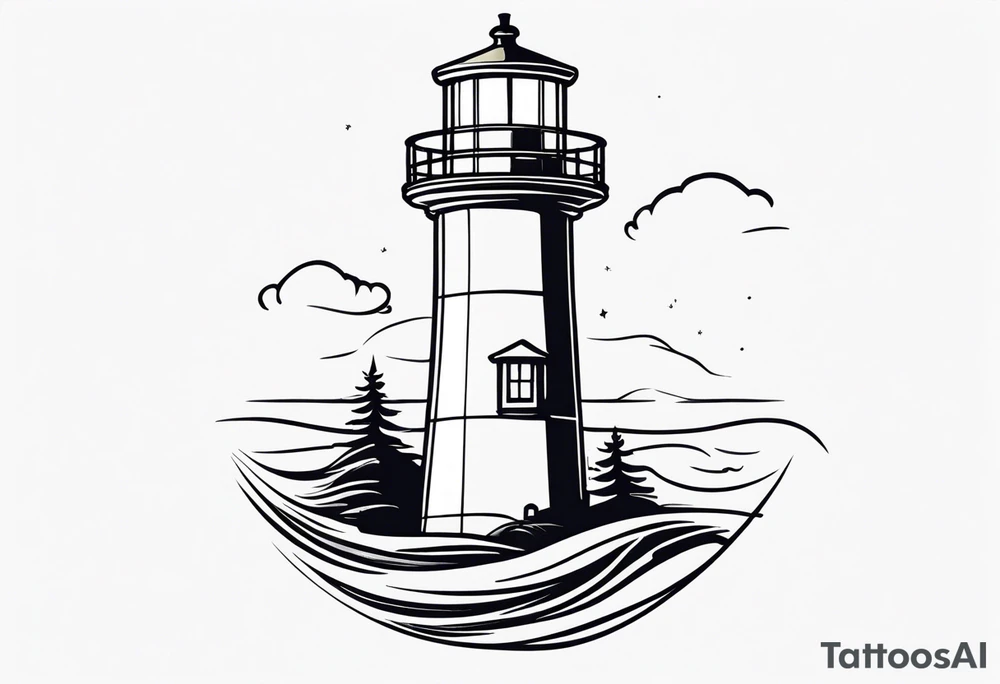 A light house with a contour lily at the bottom tattoo idea