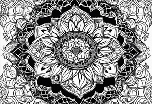 flower of life with henna pattern tattoo idea