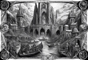 Full arm sleeve tattoo extending from shoulder to wrist featuring characters from Star Wars and the Justice League battling at Helms Deep from Lord of the Rings tattoo idea