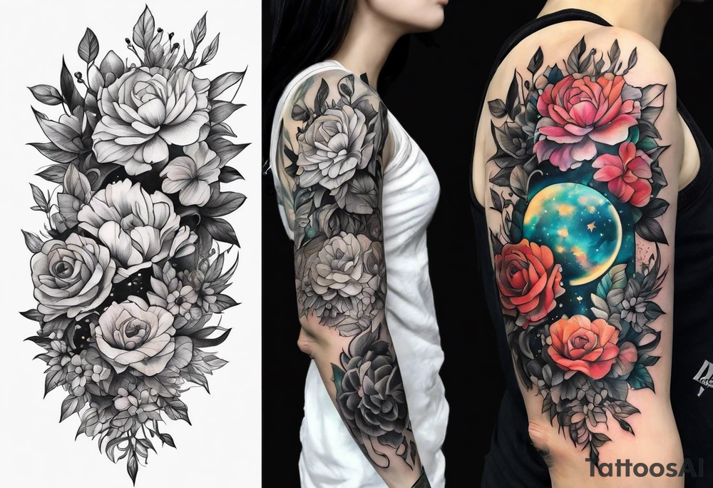 Floral Space Spine Tattoo tattoo idea