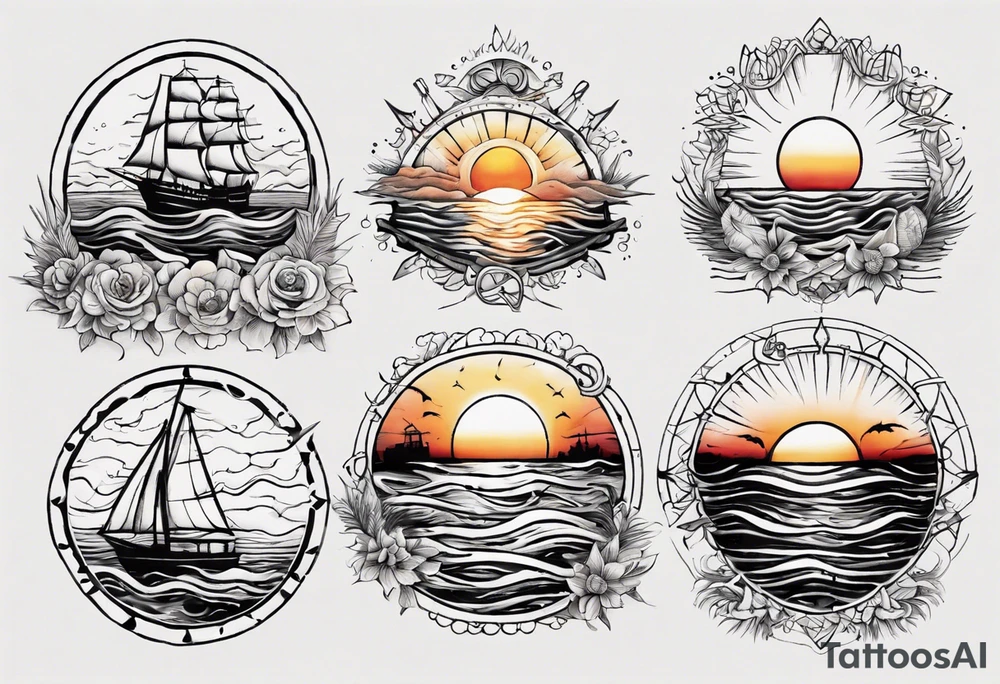Sunset over the sea tattoo idea