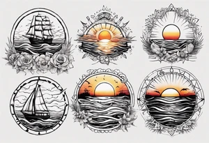 Sunset over the sea tattoo idea