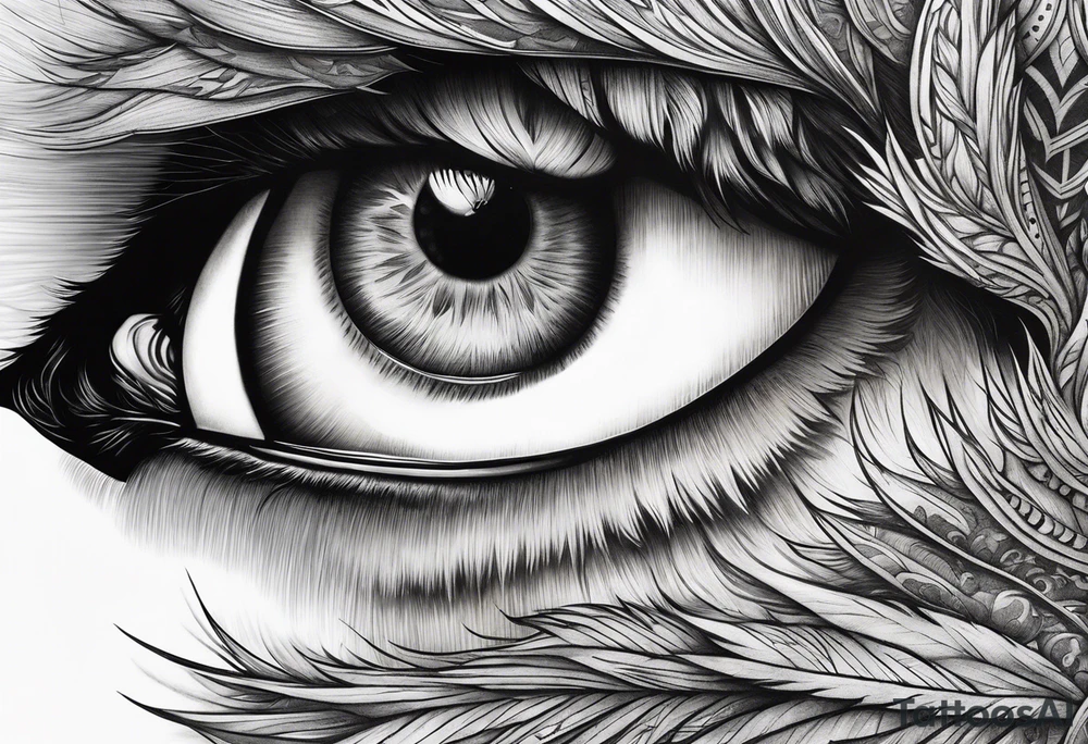 Half Lion eye half wolf eye tattoo idea