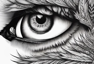 Half Lion eye half wolf eye tattoo idea