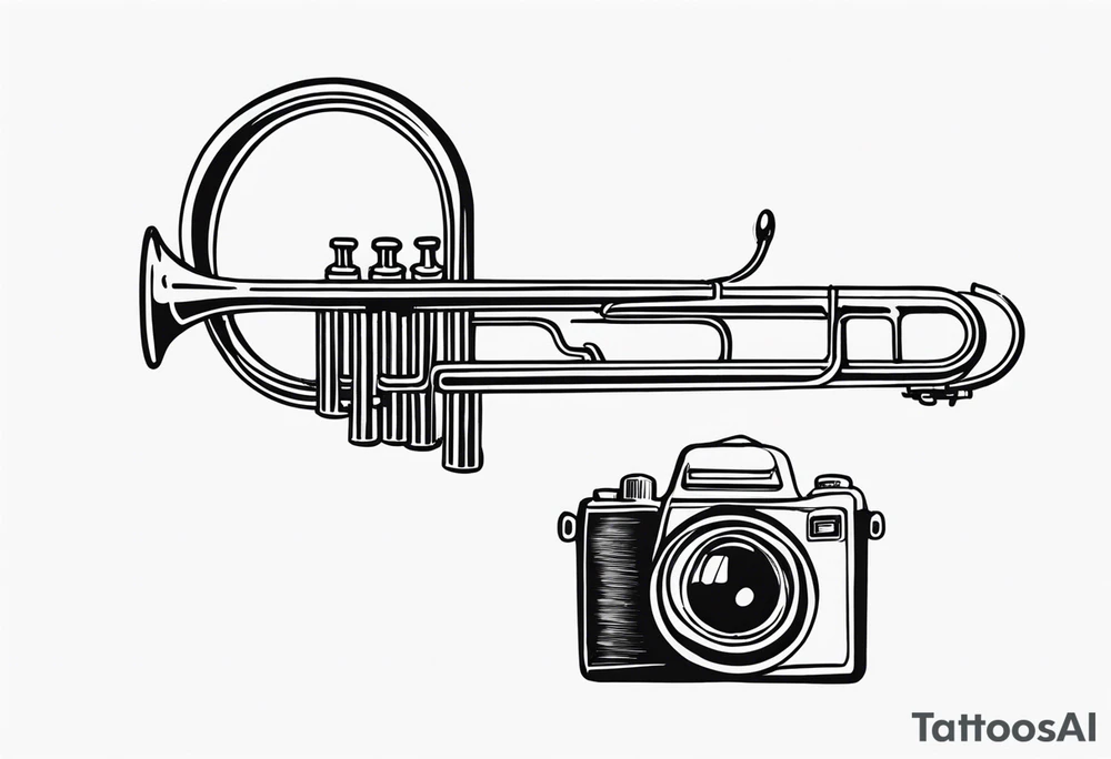 trombone and camera drawn with a single line tattoo idea trombone and camera drawn with a single line tattoo idea