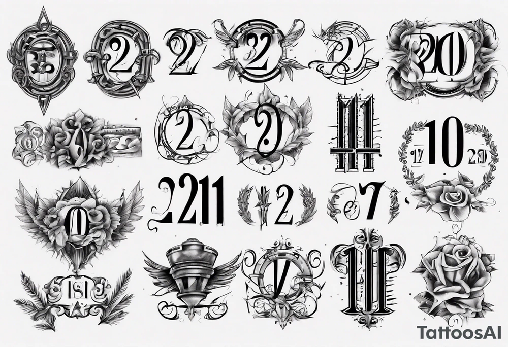 Combine the numbers 20 and 21 roman font tattoo idea