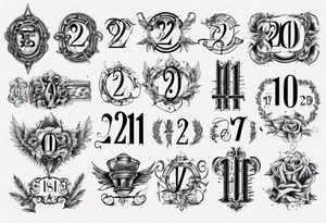 Combine the numbers 20 and 21 roman font tattoo idea