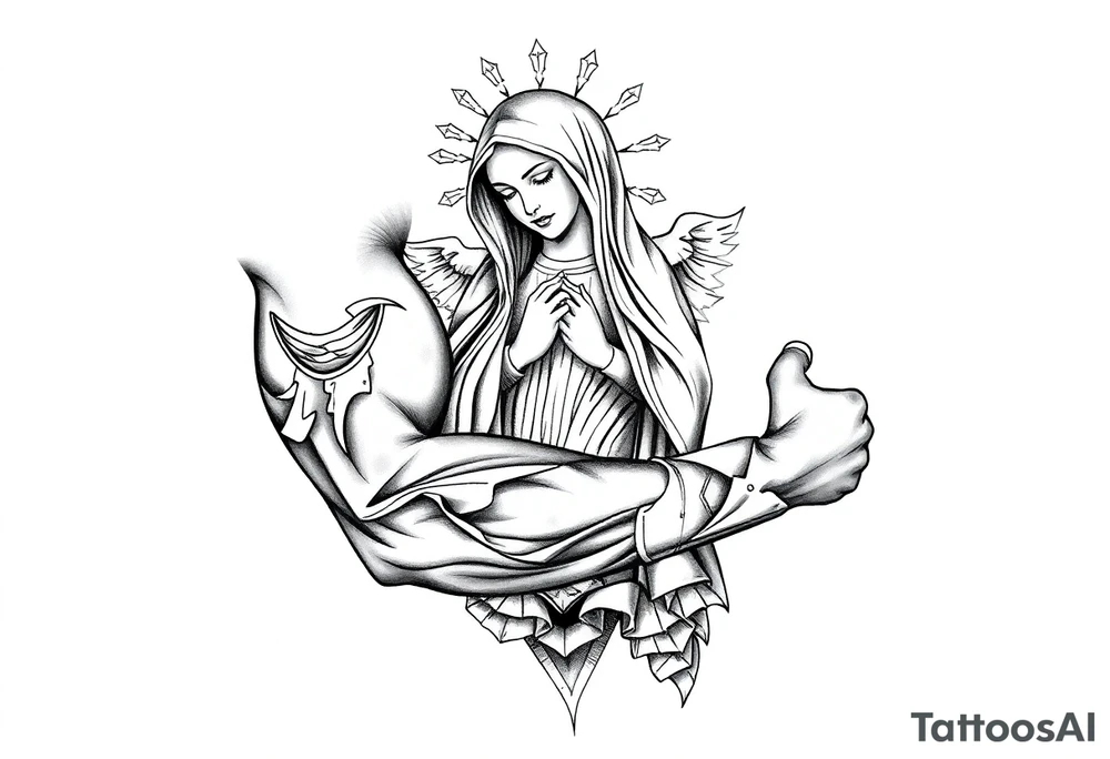 Mexican gang virgin mary tattoo idea
