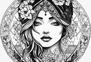 Wald silhouette mit Geometric Muster im Hintergrund tattoo idea