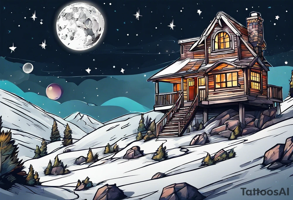 bear building a house on the moon tattoo idea