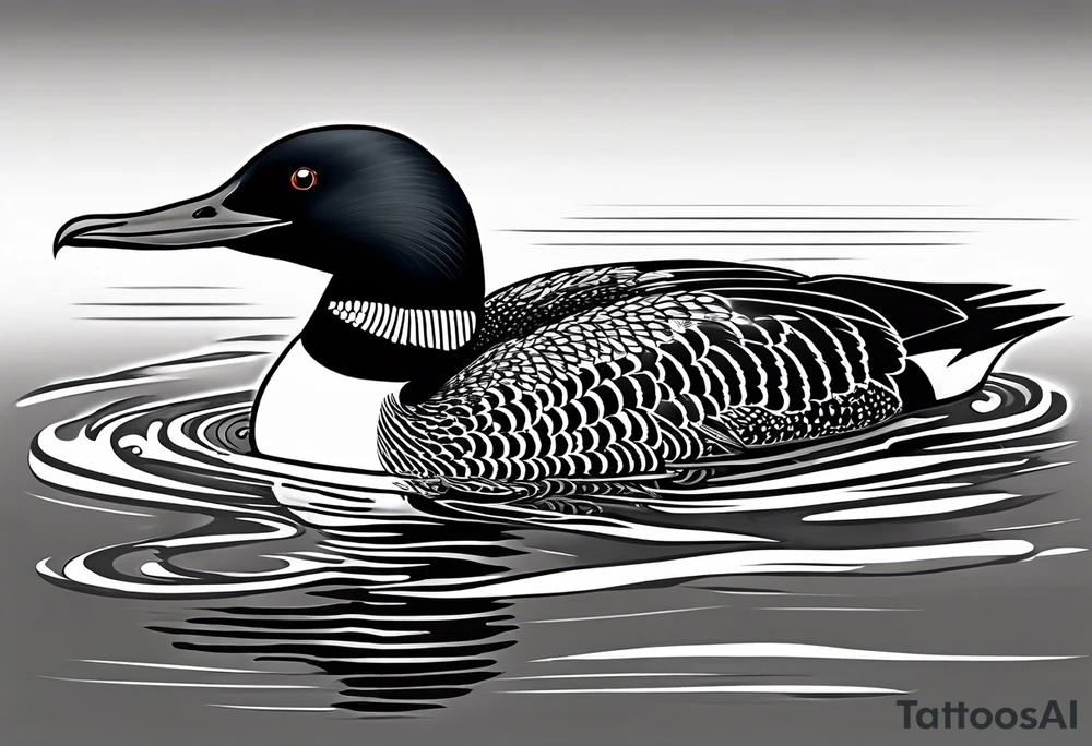 A North American common loon looking majestic as it spreads its wings in the water. On the mid-upper thigh. Don’t have a background. Make sure it is just the loon. The image should be face directly at the loon’s chest. tattoo idea