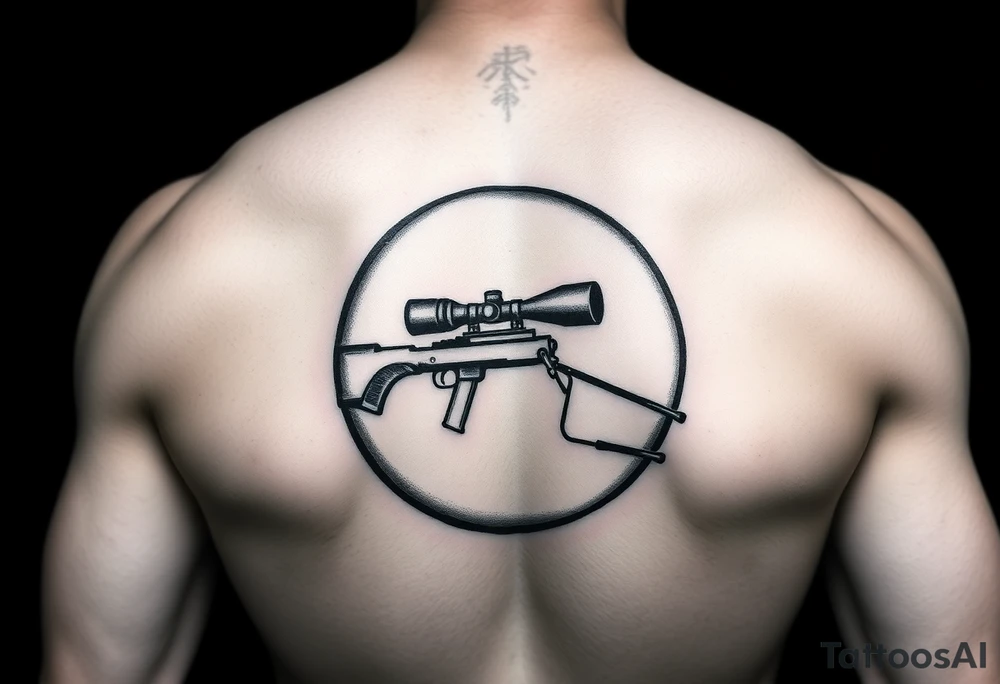 A basketball with a sniper scope inside tattoo idea