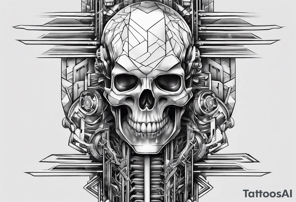 whole spine backbone cyber cyborg tattoo idea