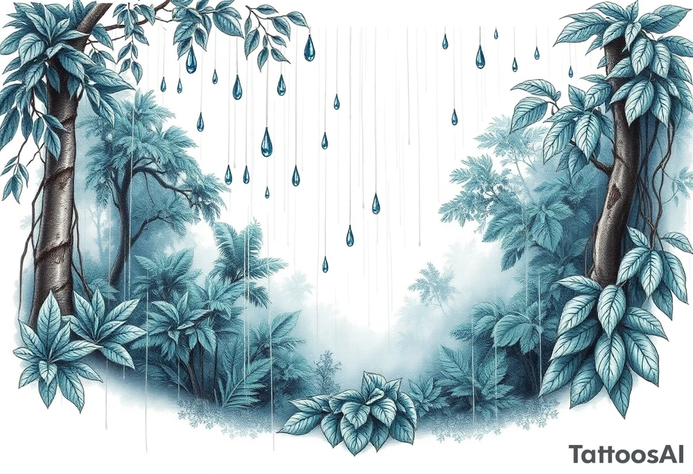 rain forest background
blue rain drops tattoo idea