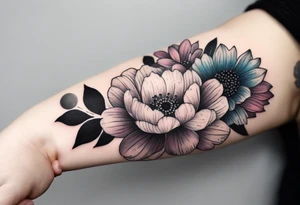 Arm tattoo of colorful flowers tattoo idea