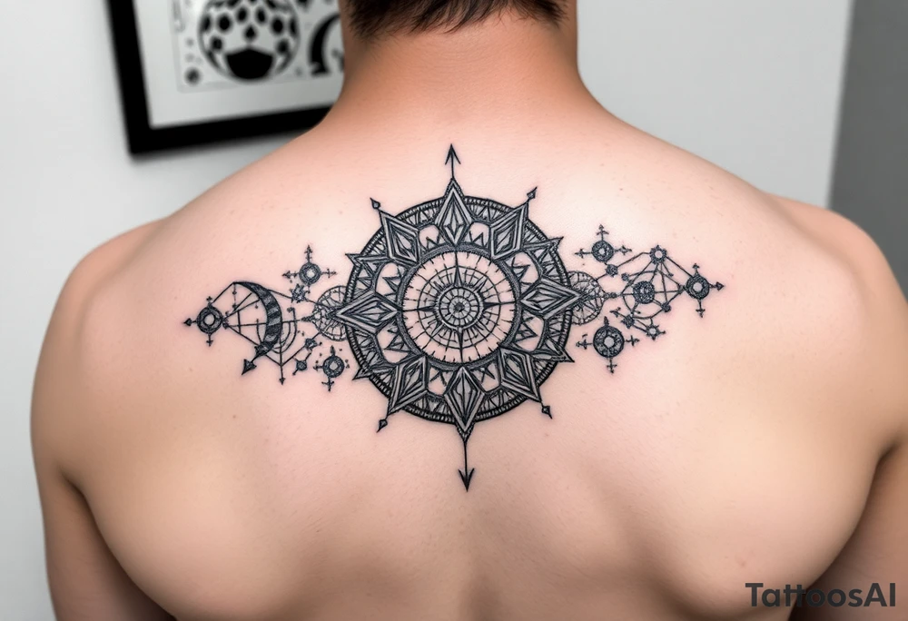 celestial galaxy with the scales of time tattoo idea
