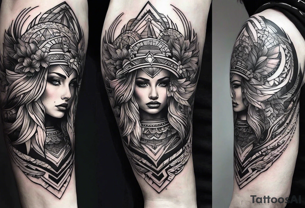 голова быка на фоне восходящего солнца tattoo idea