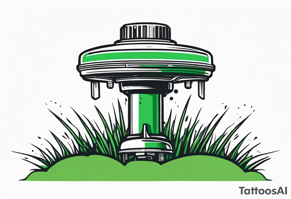 Automatic lawn sprinkler with green grass tattoo idea