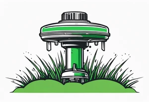 Automatic lawn sprinkler with green grass tattoo idea