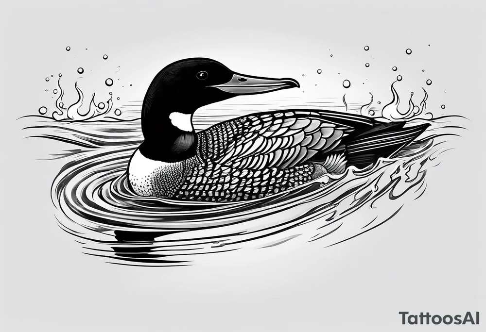 A loon diving with a fish in its mouth tattoo idea