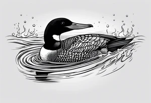 A loon diving with a fish in its mouth tattoo idea