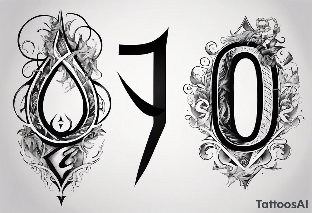 number 9 upside down and right side up connected in the middle. Tall and thin tattoo idea number 9 upside down and right side up connected in the middle. Tall and thin tattoo idea