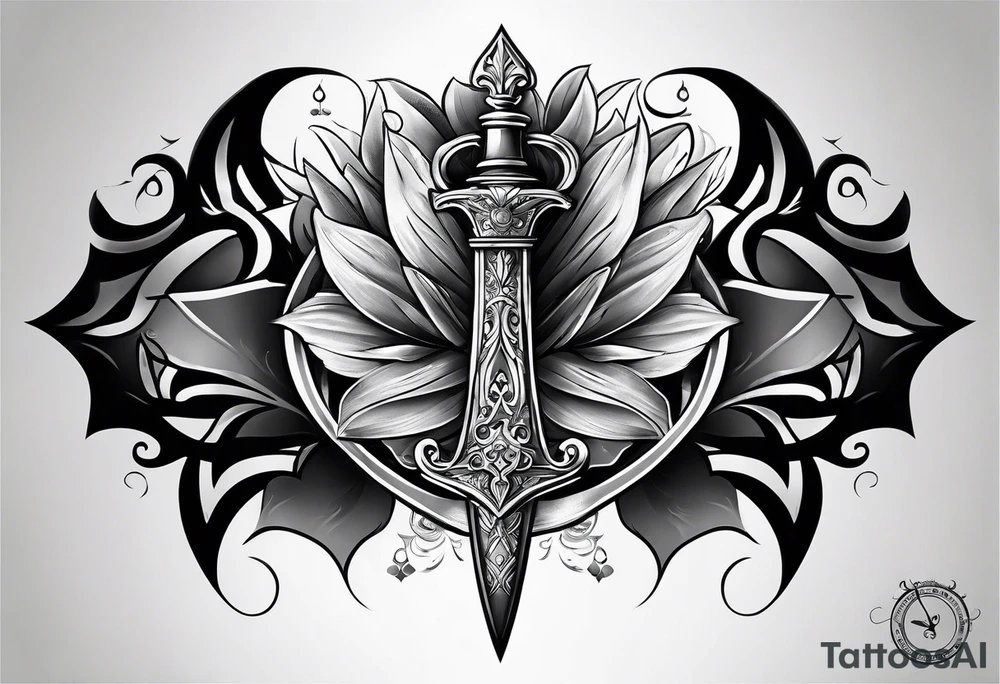 Dagger with hourglass inside tattoo idea