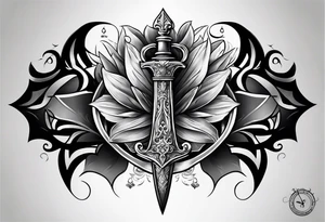 Dagger with hourglass inside tattoo idea