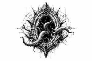 Noen portal opening with tentacals trying to come thru but just quite can't make it tattoo idea