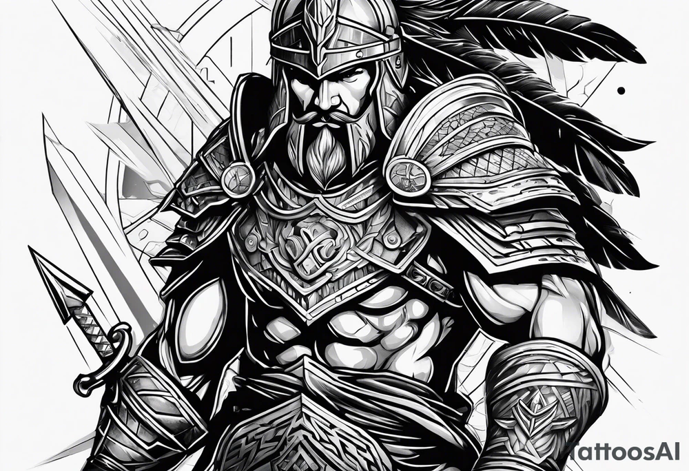 Warrior getting up from war tattoo idea