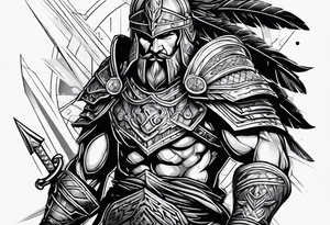 Warrior getting up from war tattoo idea